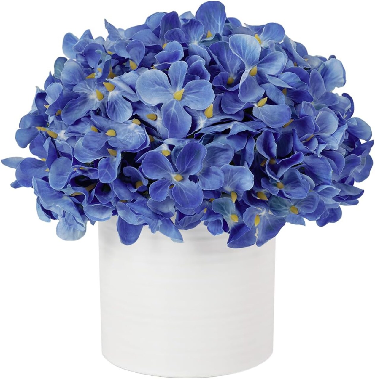 Artificial Blue Hydrangea in Ceramic Vase – Silk Flowers Home Decor